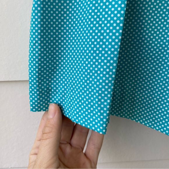 TALBOTS • NWT Turquoise and White Polka Dot A Line Pleated Skirt size 8P - Picture 7 of 16